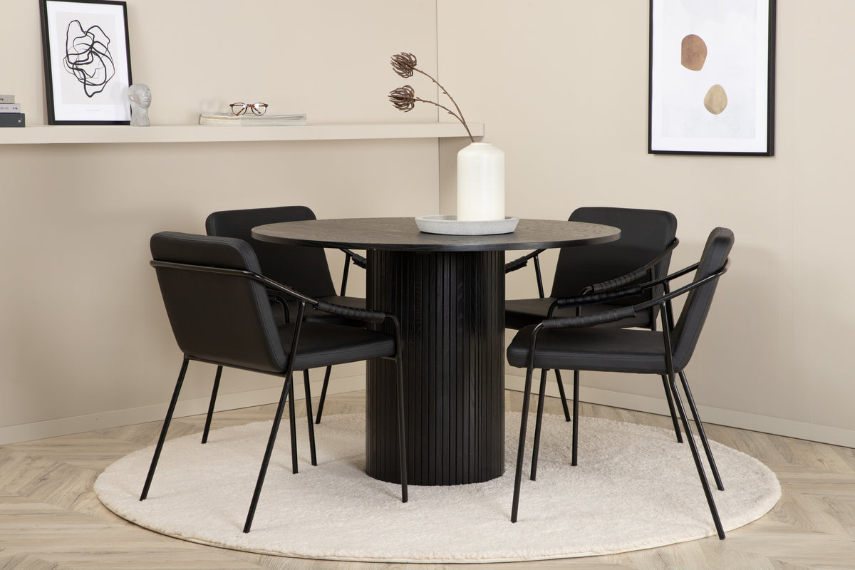Venture Design Tvist & Bianca Matstolar Svart + Matbord ⌀110