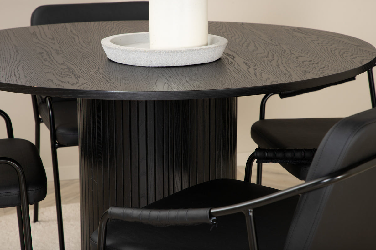Venture Design Tvist & Bianca Matstolar Svart + Matbord ⌀110