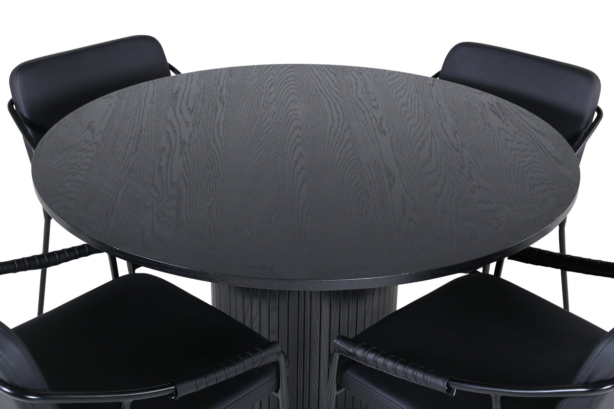 Venture Design Tvist & Bianca Matstolar Svart + Matbord ⌀110
