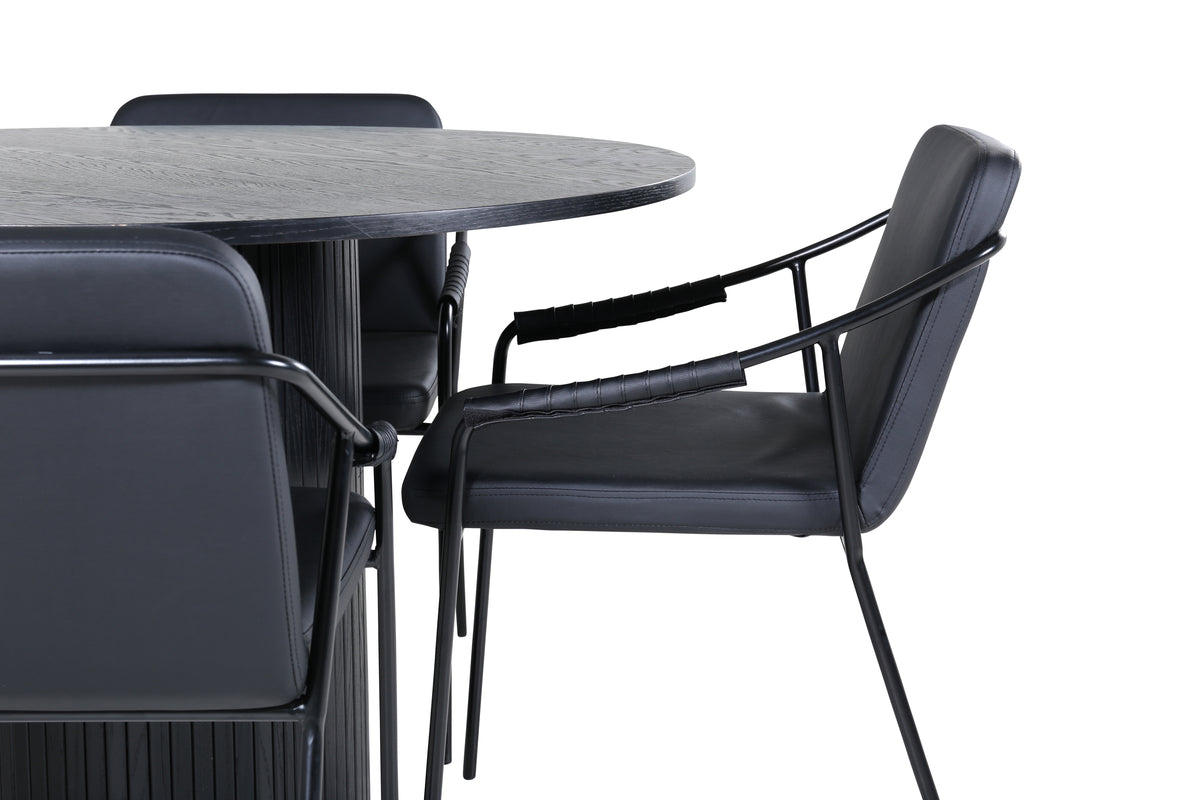 Venture Design Tvist & Bianca Matstolar Svart + Matbord ⌀110