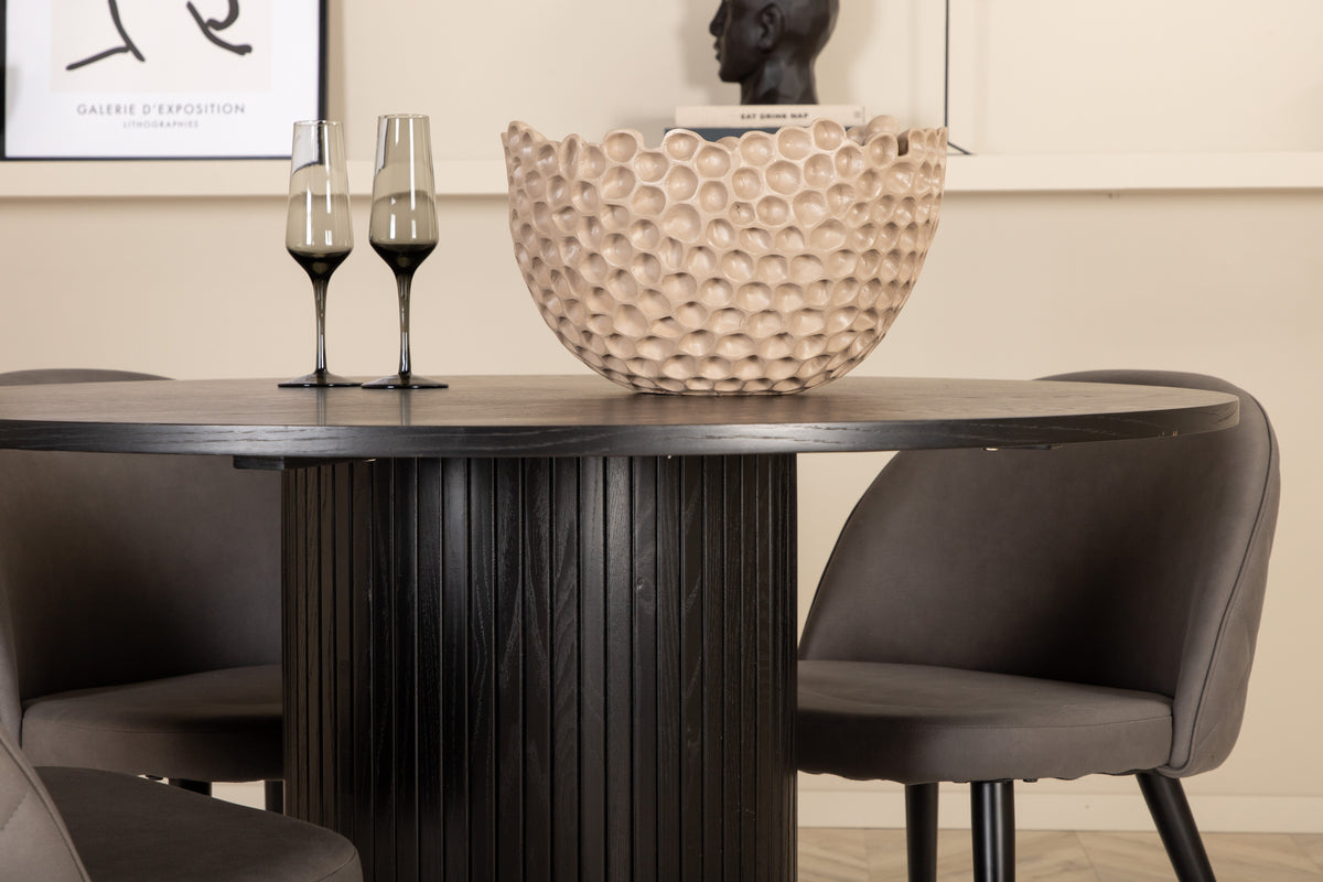 Venture Design Bianca & Velvet Matbord ⌀110 + Matstolar Grå