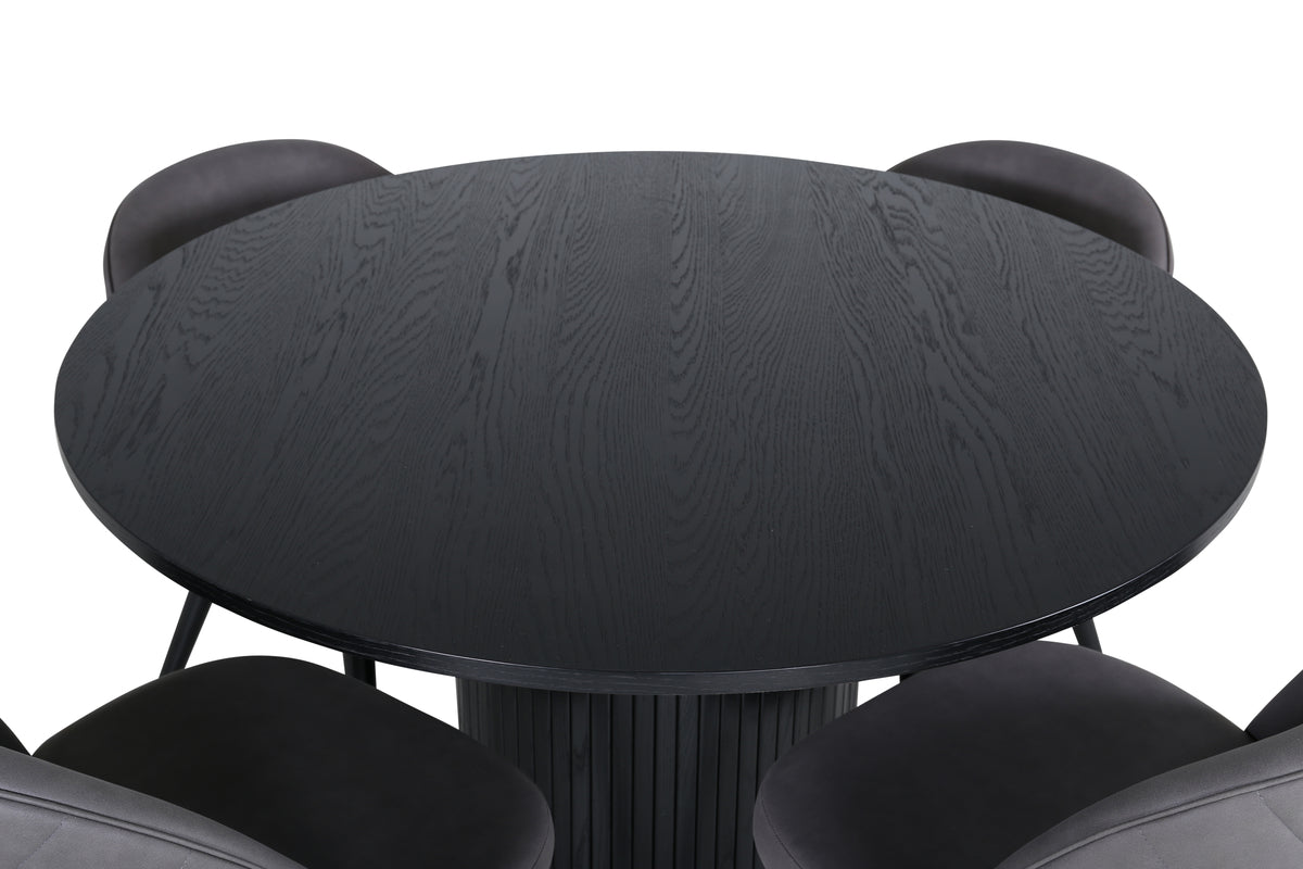 Venture Design Bianca & Velvet Matbord ⌀110 + Matstolar Grå