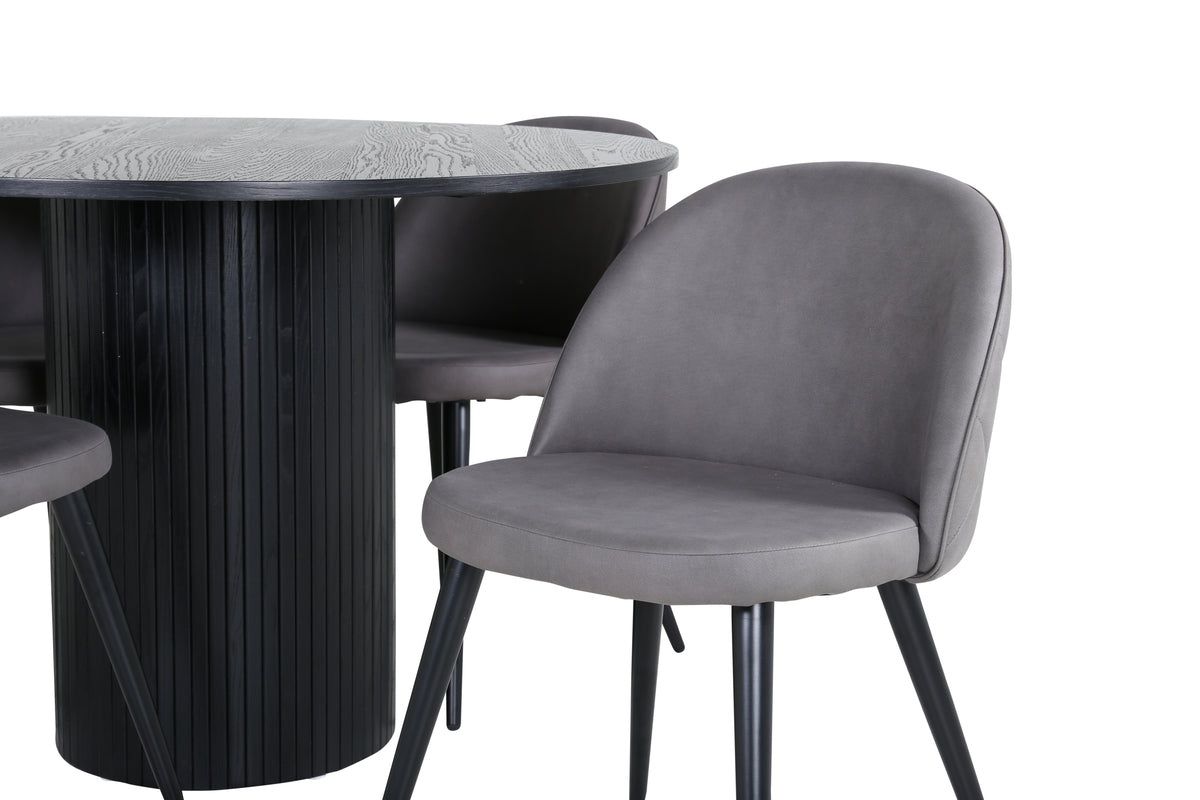 Venture Design Bianca & Velvet Matbord ⌀110 + Matstolar Grå