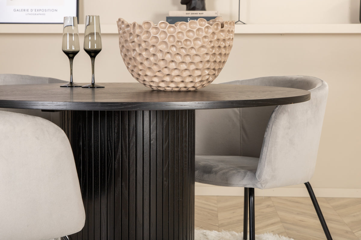 Venture Design Berit & Bianca Matstolar Grå + Runda Matbord ⌀110 Svart
