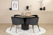 Venture Design Berit & Bianca Matstolar Svart + Runda Matbord ⌀110 Svart