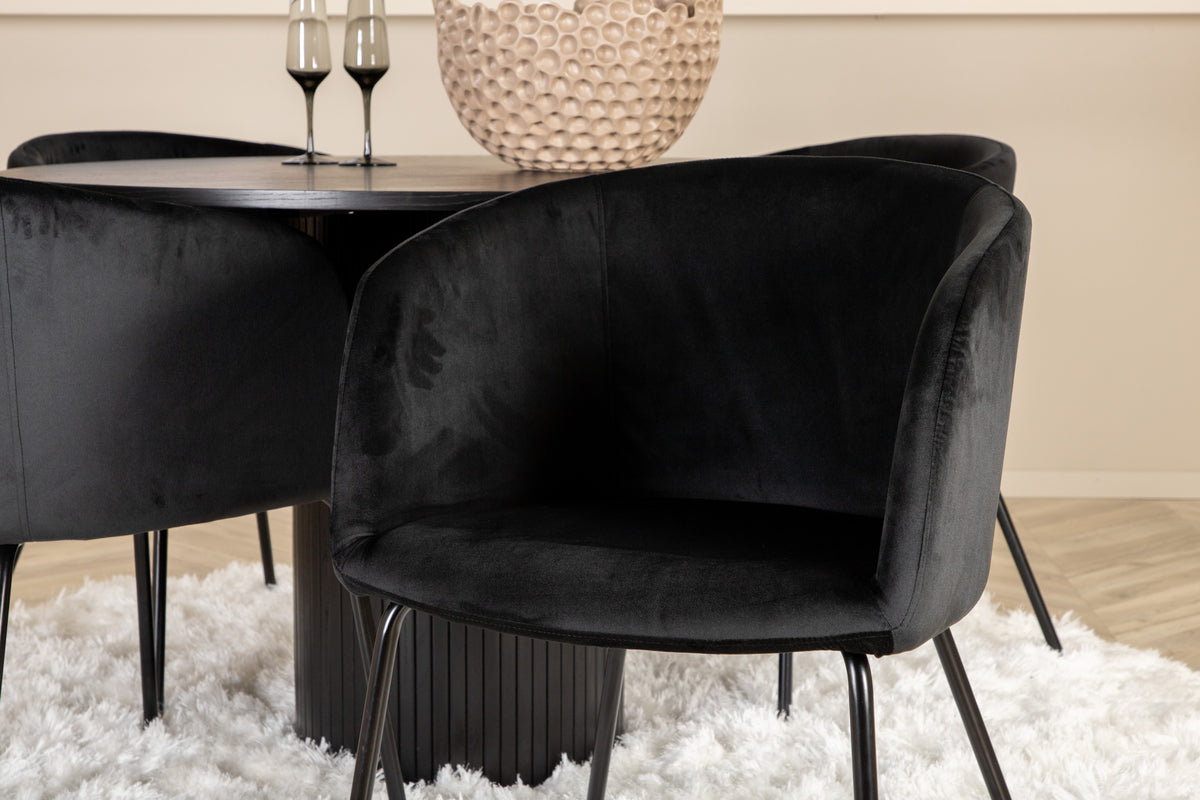 Venture Design Berit & Bianca Matstolar Svart + Runda Matbord ⌀110 Svart