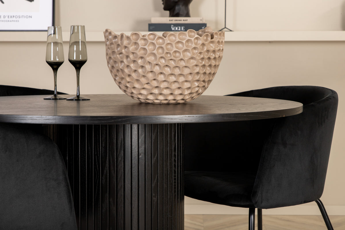 Venture Design Berit & Bianca Matstolar Svart + Runda Matbord ⌀110 Svart