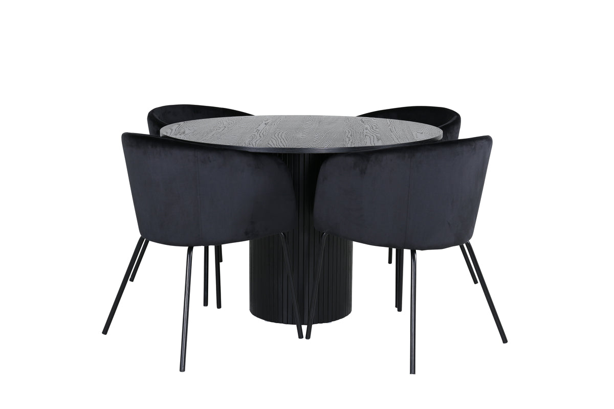 Venture Design Berit & Bianca Matstolar Svart + Runda Matbord ⌀110 Svart