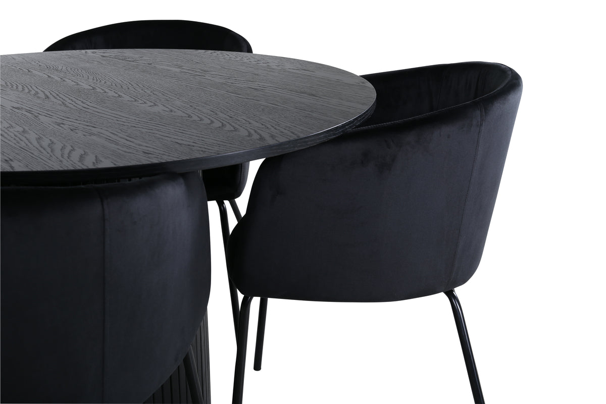 Venture Design Berit & Bianca Matstolar Svart + Runda Matbord ⌀110 Svart