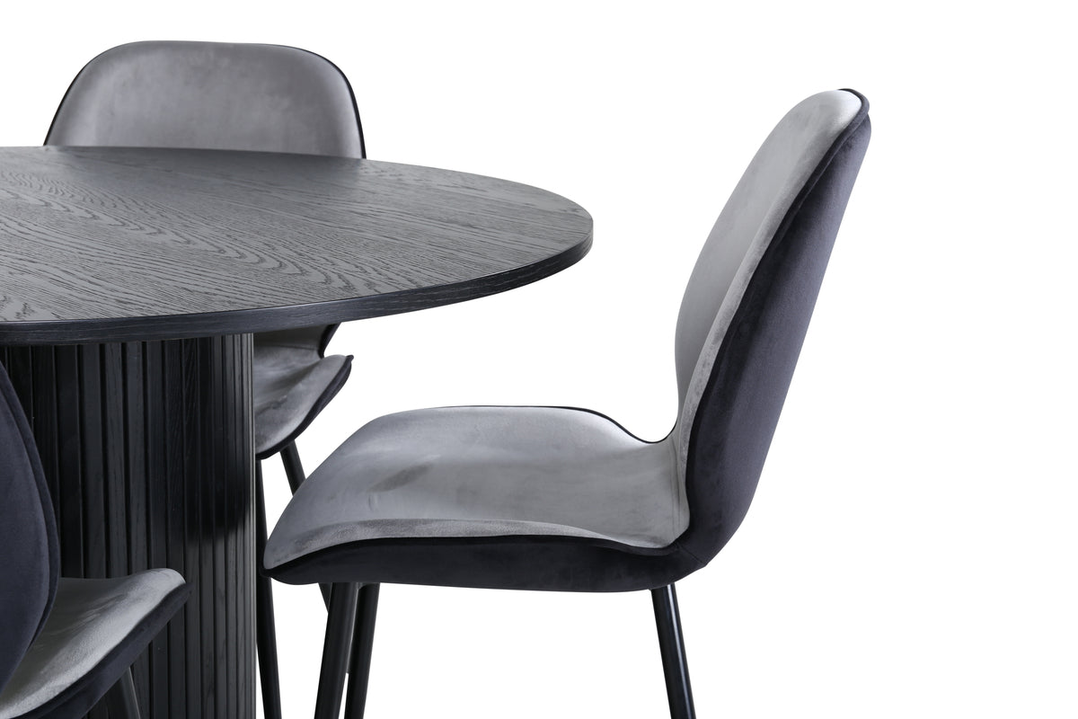 Venture Design Emma & Bianca Matstolar Grå + Matbord ⌀110