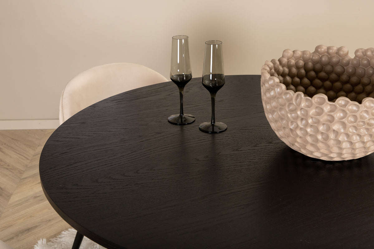 Venture Design Bianca & Velvet Matbord ⌀110 + Matstolar Beige