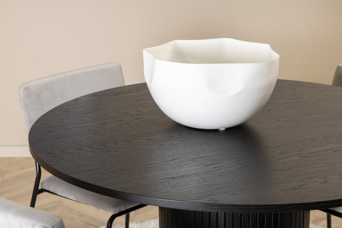 Venture Design Kenth & Bianca Matstolar 2-pack Grå + Runda Matbord ⌀110 Svart