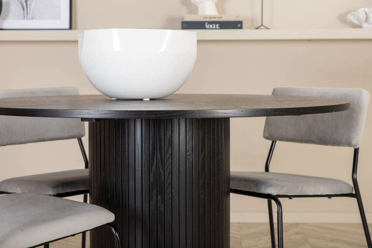 Venture Design Kenth & Bianca Matstolar 2-pack Grå + Runda Matbord ⌀110 Svart