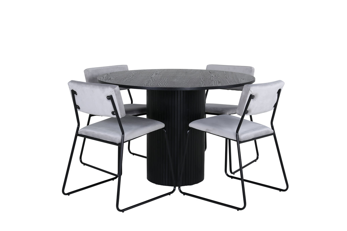Venture Design Kenth & Bianca Matstolar 2-pack Grå + Runda Matbord ⌀110 Svart