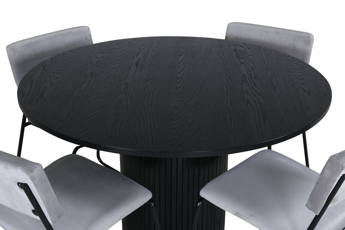 Venture Design Kenth & Bianca Matstolar 2-pack Grå + Runda Matbord ⌀110 Svart