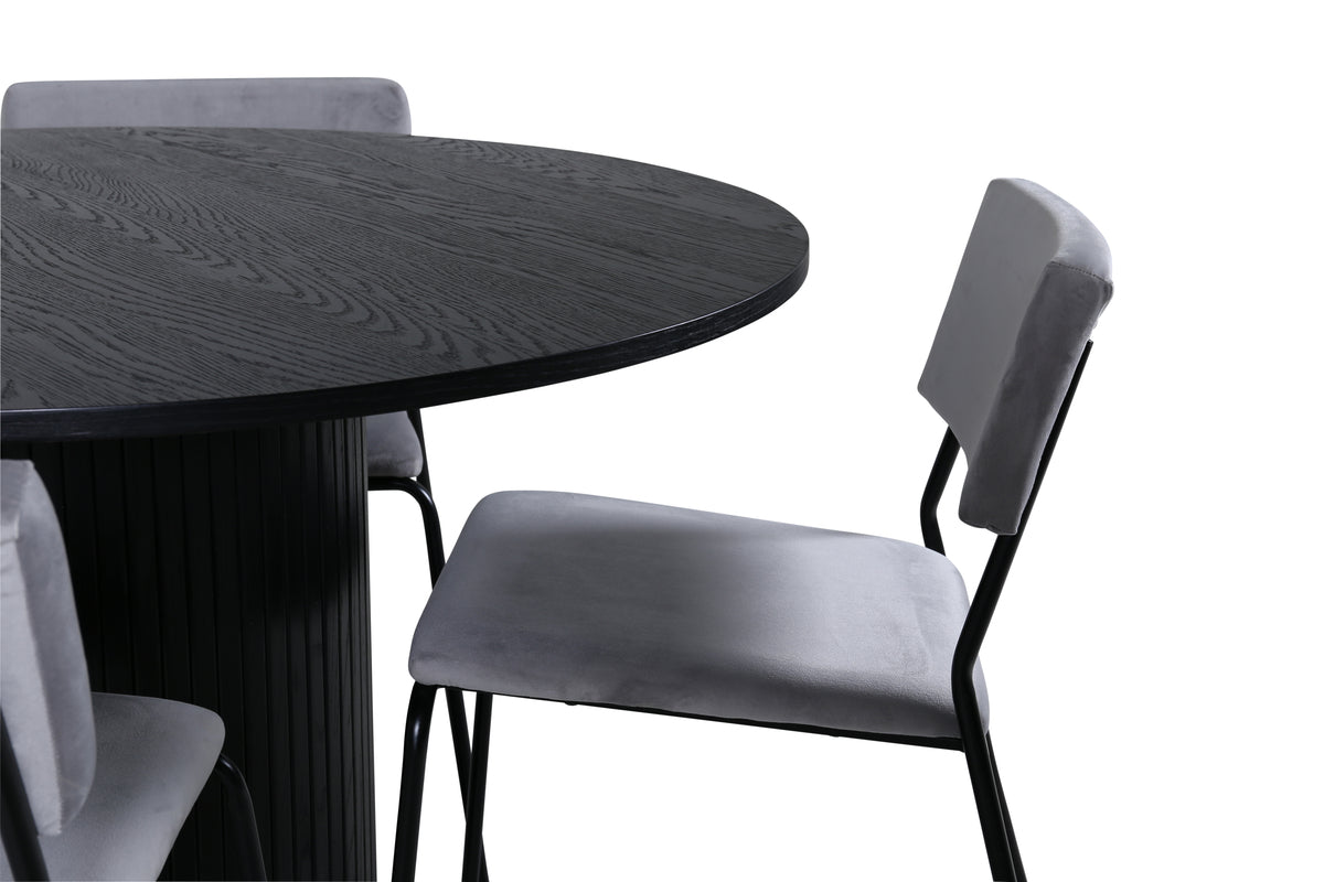 Venture Design Kenth & Bianca Matstolar 2-pack Grå + Runda Matbord ⌀110 Svart