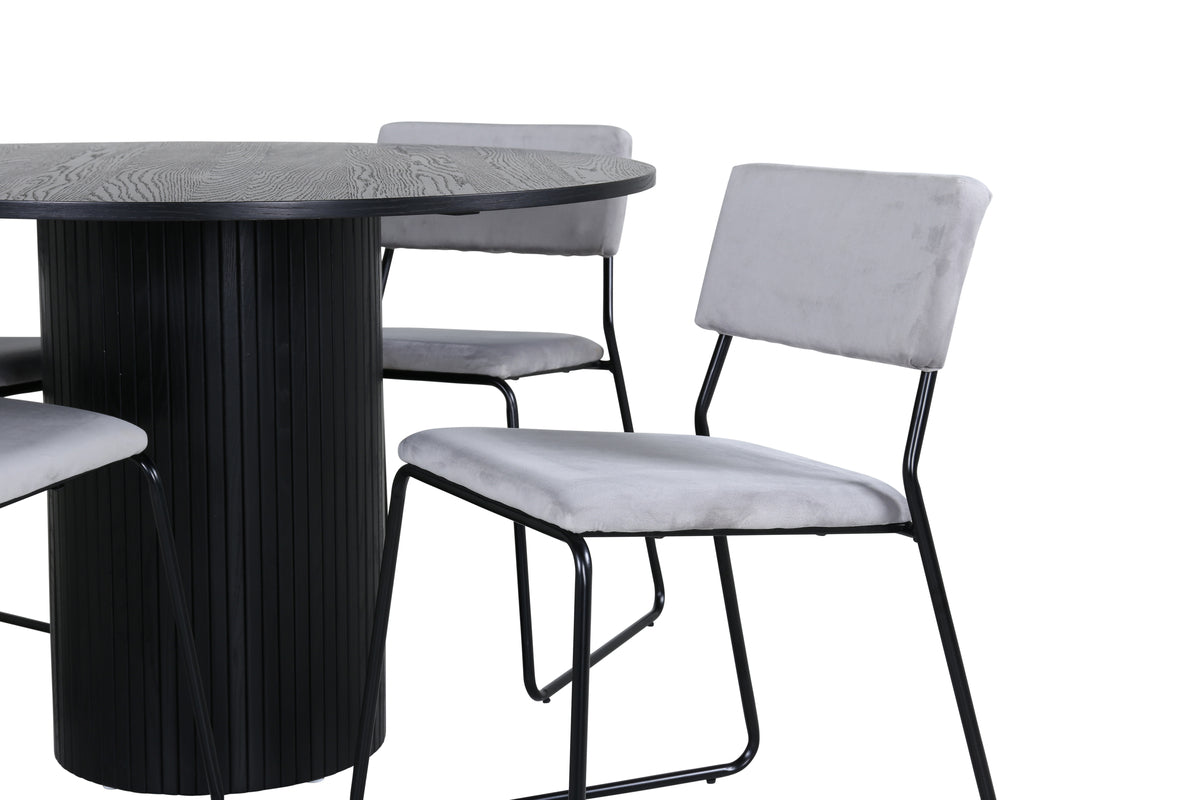Venture Design Kenth & Bianca Matstolar 2-pack Grå + Runda Matbord ⌀110 Svart