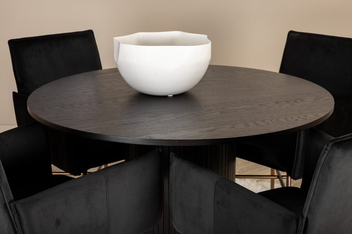 Venture Design Petra & Bianca Matstolar Svart + Runda Matbord ⌀110 Svart