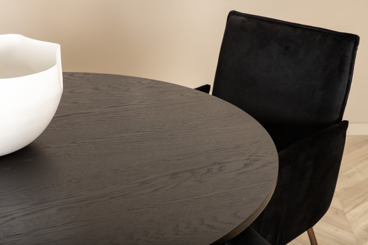 Venture Design Petra & Bianca Matstolar Svart + Runda Matbord ⌀110 Svart