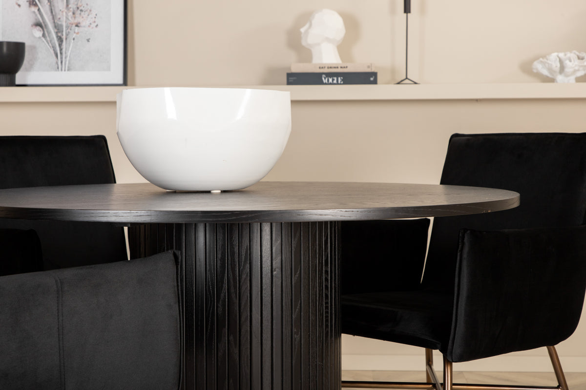 Venture Design Petra & Bianca Matstolar Svart + Runda Matbord ⌀110 Svart
