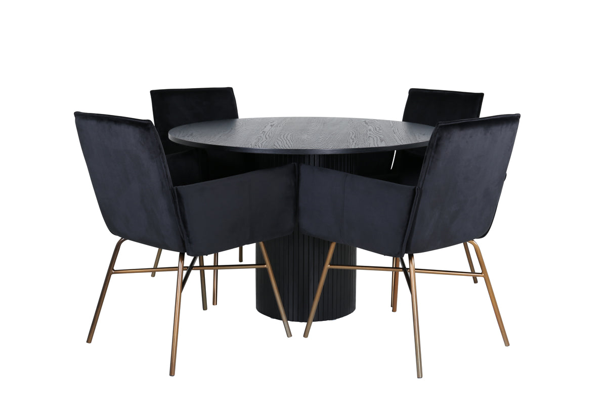 Venture Design Petra & Bianca Matstolar Svart + Runda Matbord ⌀110 Svart