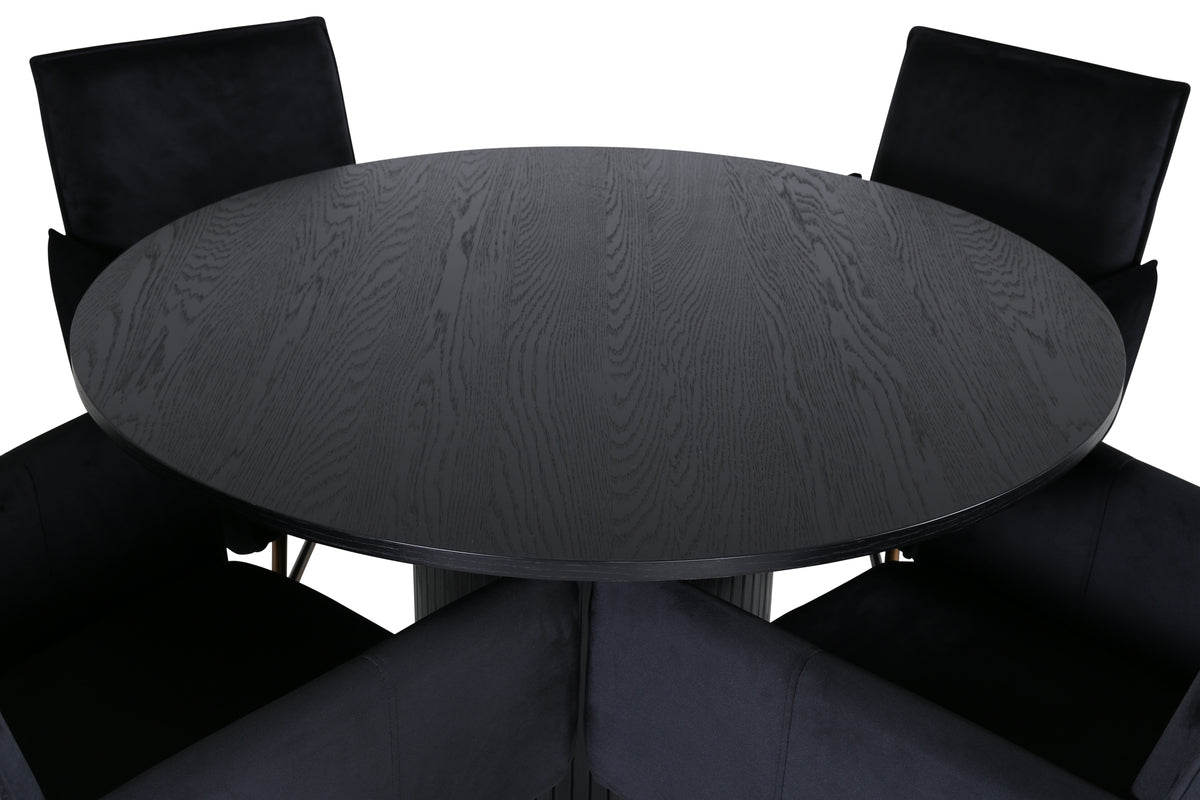 Venture Design Petra & Bianca Matstolar Svart + Runda Matbord ⌀110 Svart