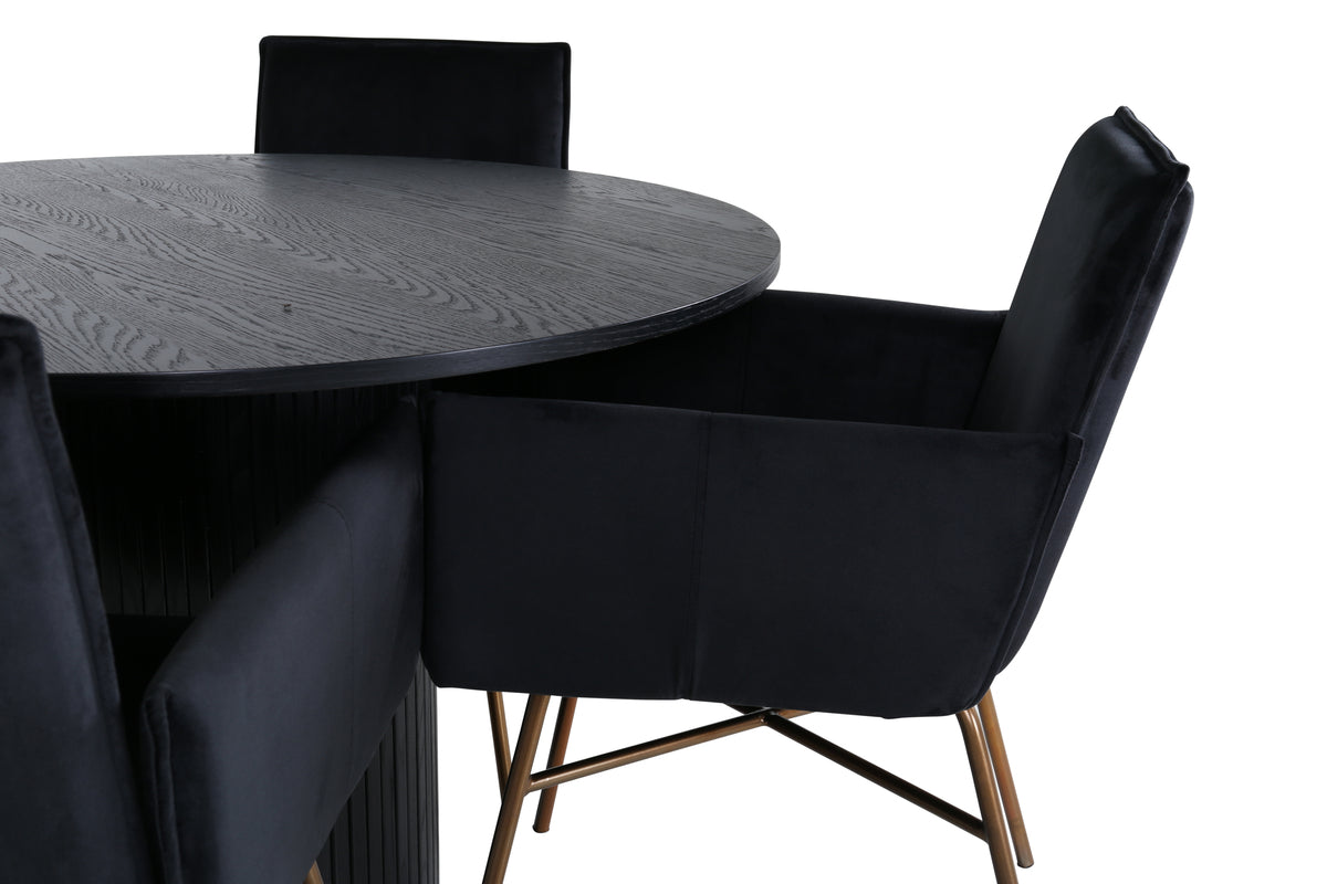 Venture Design Petra & Bianca Matstolar Svart + Runda Matbord ⌀110 Svart