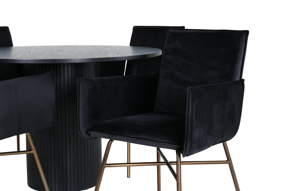 Venture Design Petra & Bianca Matstolar Svart + Runda Matbord ⌀110 Svart