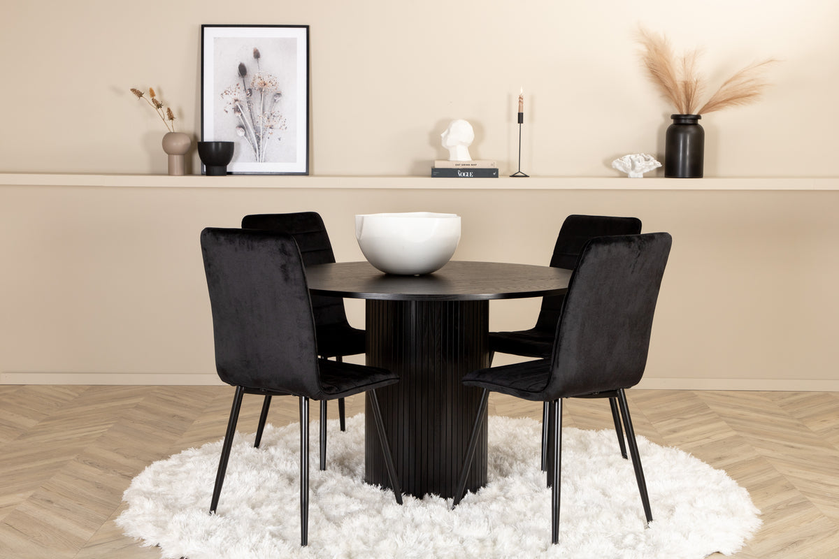 Venture Design Bianca & Windu Matbord ⌀110 + Matstolar Svart