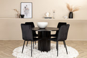 Venture Design Bianca & Windu Matbord ⌀110 + Matstolar Svart