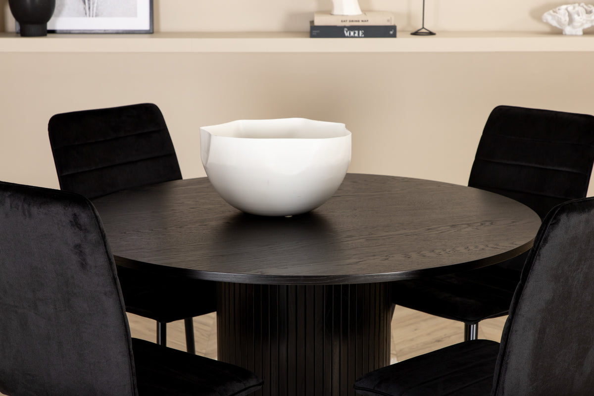 Venture Design Bianca & Windu Matbord ⌀110 + Matstolar Svart