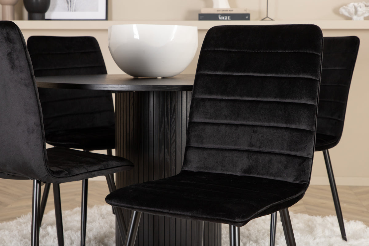 Venture Design Bianca & Windu Matbord ⌀110 + Matstolar Svart