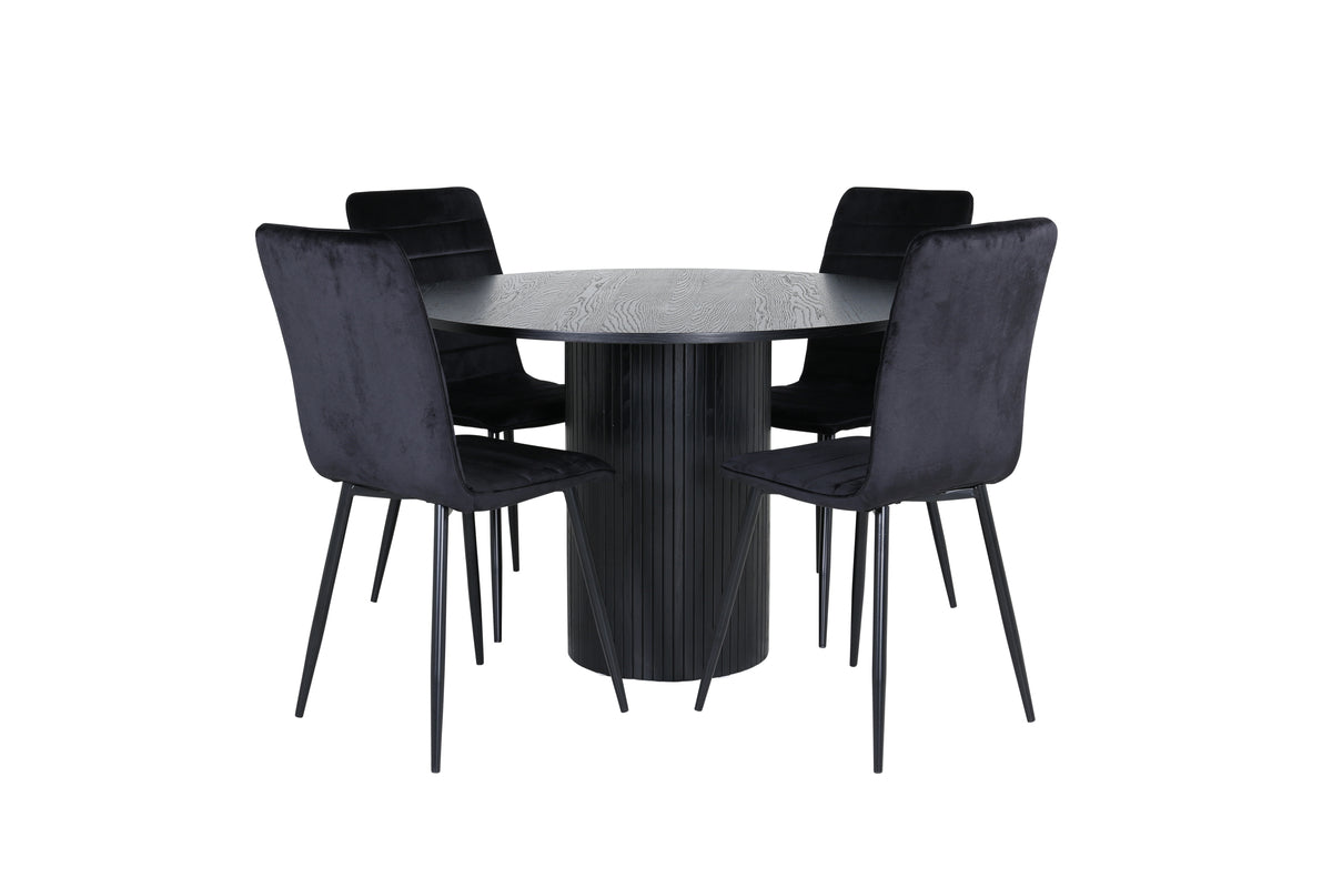 Venture Design Bianca & Windu Matbord ⌀110 + Matstolar Svart