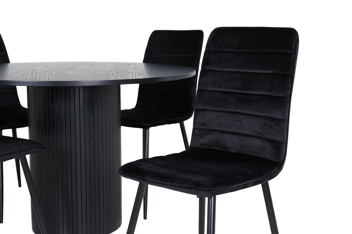 Venture Design Bianca & Windu Matbord ⌀110 + Matstolar Svart