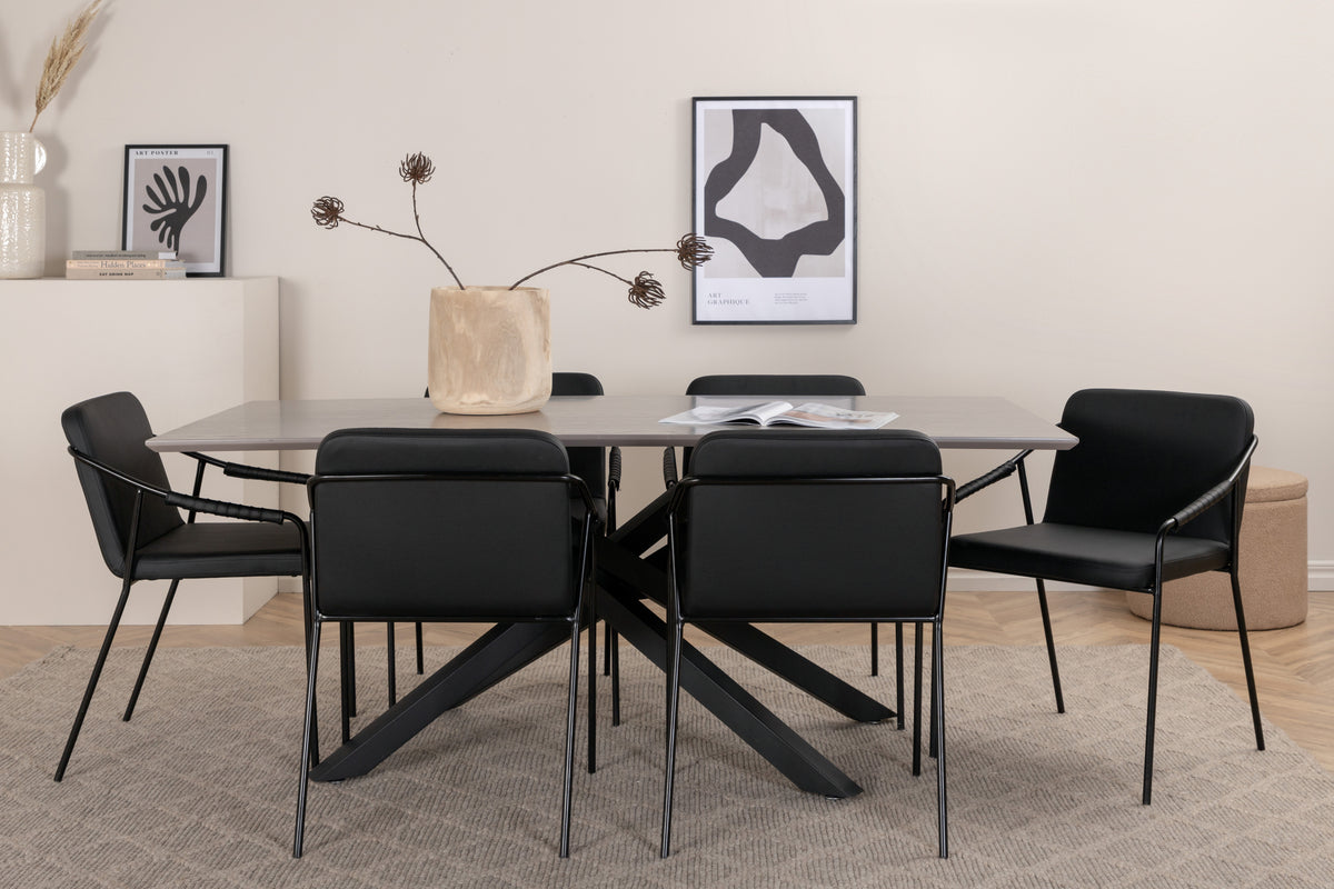 Venture Design Tvist & Piazza Matstolar Svart + Matbord 90x180