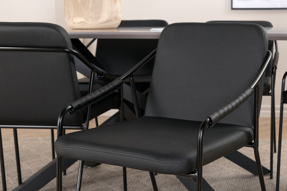 Venture Design Tvist & Piazza Matstolar Svart + Matbord 90x180