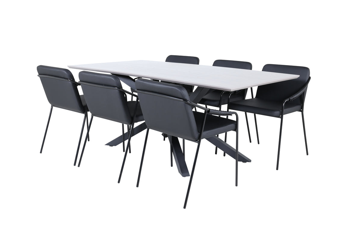 Venture Design Tvist & Piazza Matstolar Svart + Matbord 90x180
