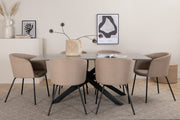 Venture Design Berit & Piazza Matstolar Beige + Rektangulära Matbord 180 x 90 Svart