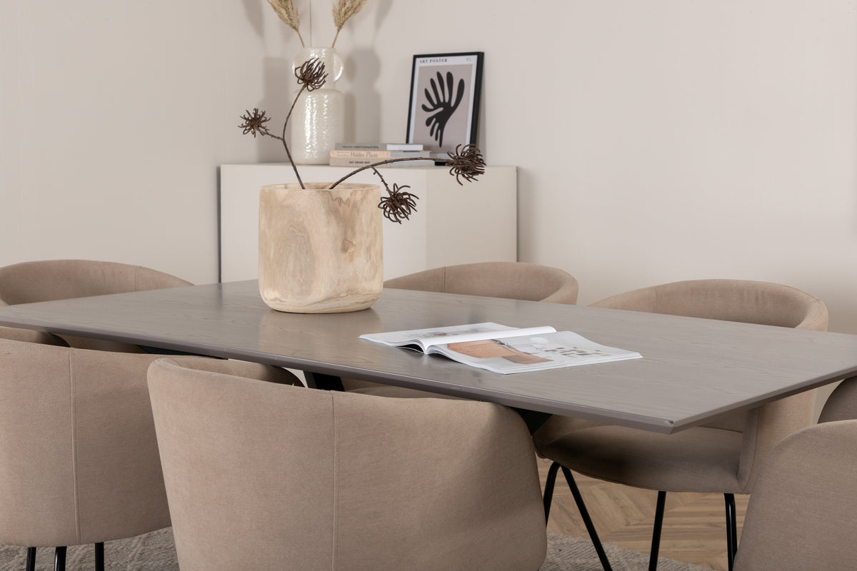 Venture Design Berit & Piazza Matstolar Beige + Rektangulära Matbord 180 x 90 Svart