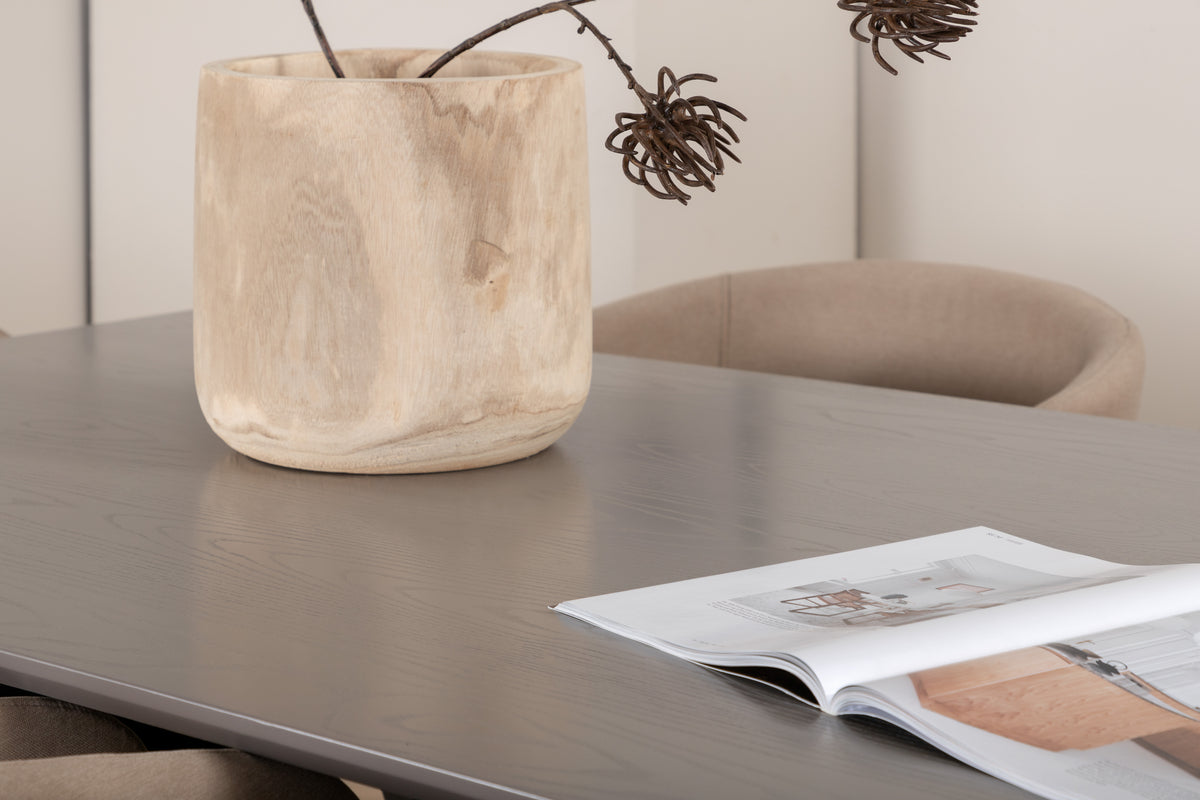 Venture Design Berit & Piazza Matstolar Beige + Rektangulära Matbord 180 x 90 Svart