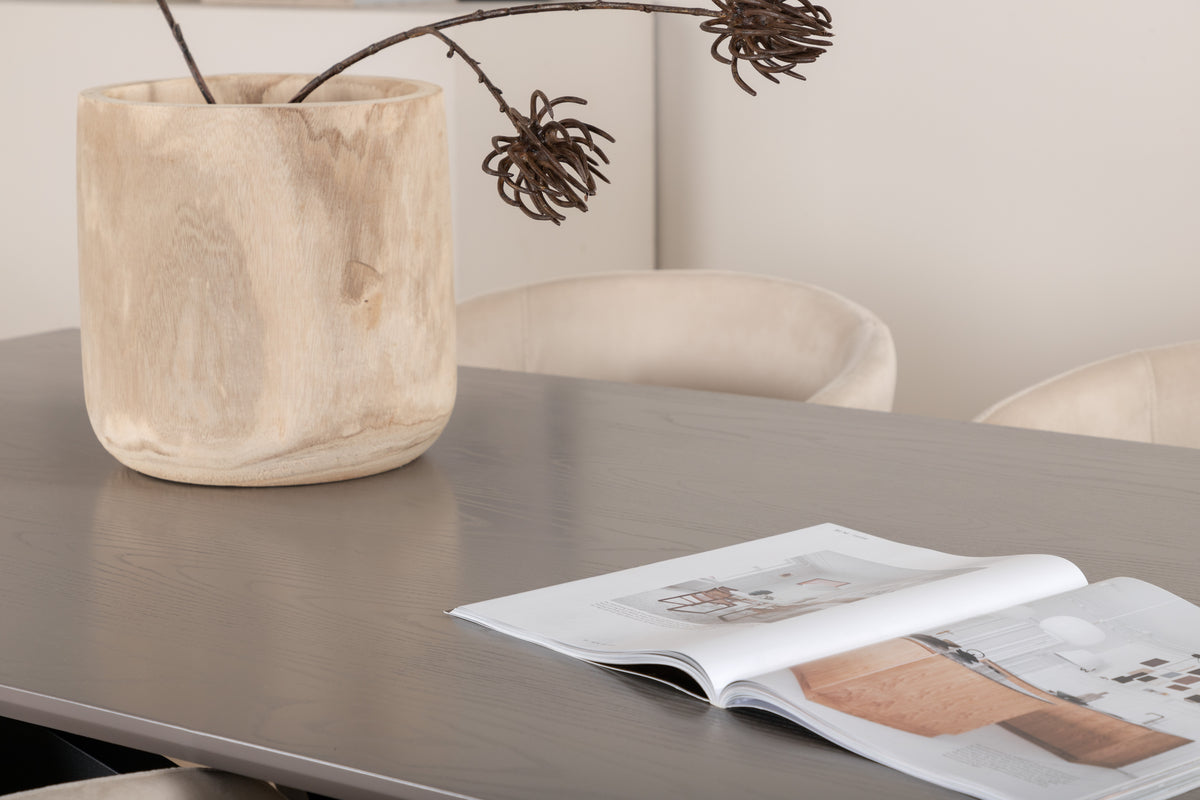 Venture Design Berit & Piazza Matstolar Beige + Rektangulära Matbord 180 x 90 Svart