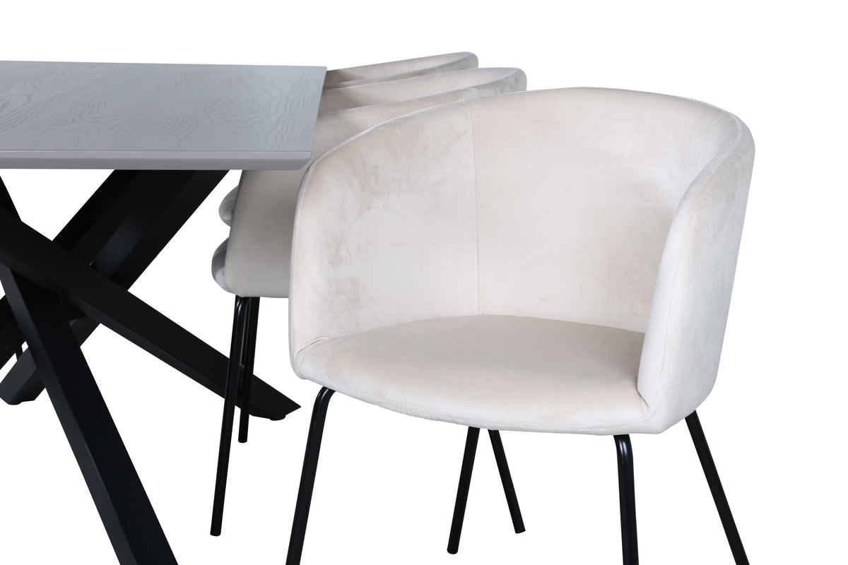 Venture Design Berit & Piazza Matstolar Beige + Rektangulära Matbord 180 x 90 Svart