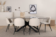 Venture Design Velvet & Piazza Matstolar 2-pack Grädde + Rektangulära Matbord 180 x 90 Svart