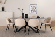 Venture Design Velvet & Piazza Matstolar 2-pack Beige + Rektangulära Matbord 180 x 90 Svart