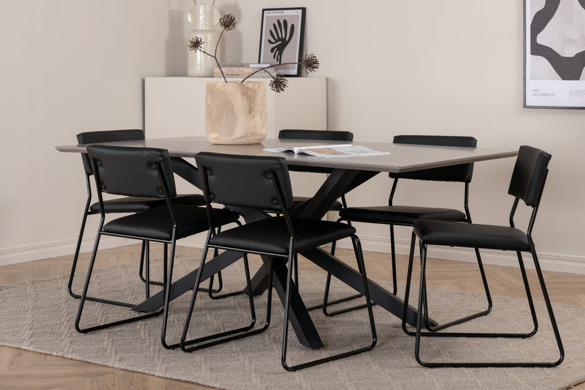 Venture Design Kenth & Piazza Matstolar Svart + Matbord 90x180