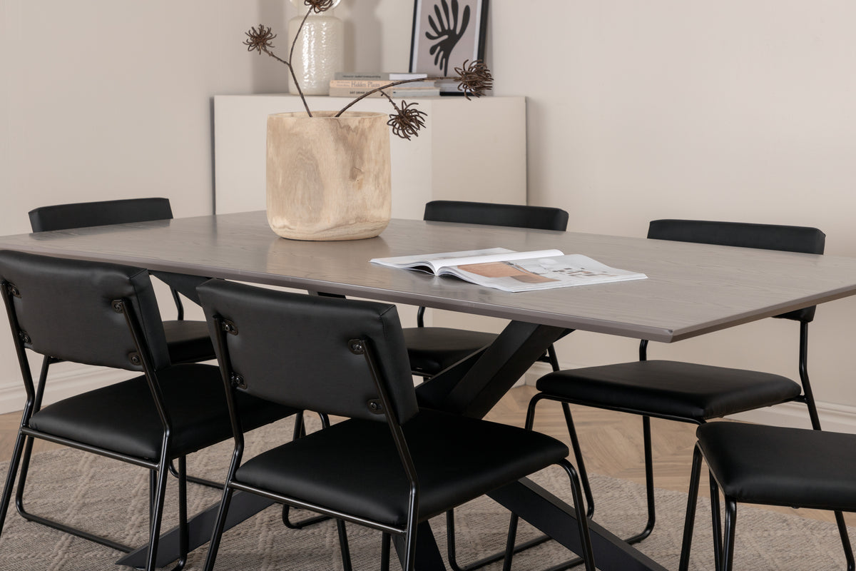 Venture Design Kenth & Piazza Matstolar Svart + Matbord 90x180