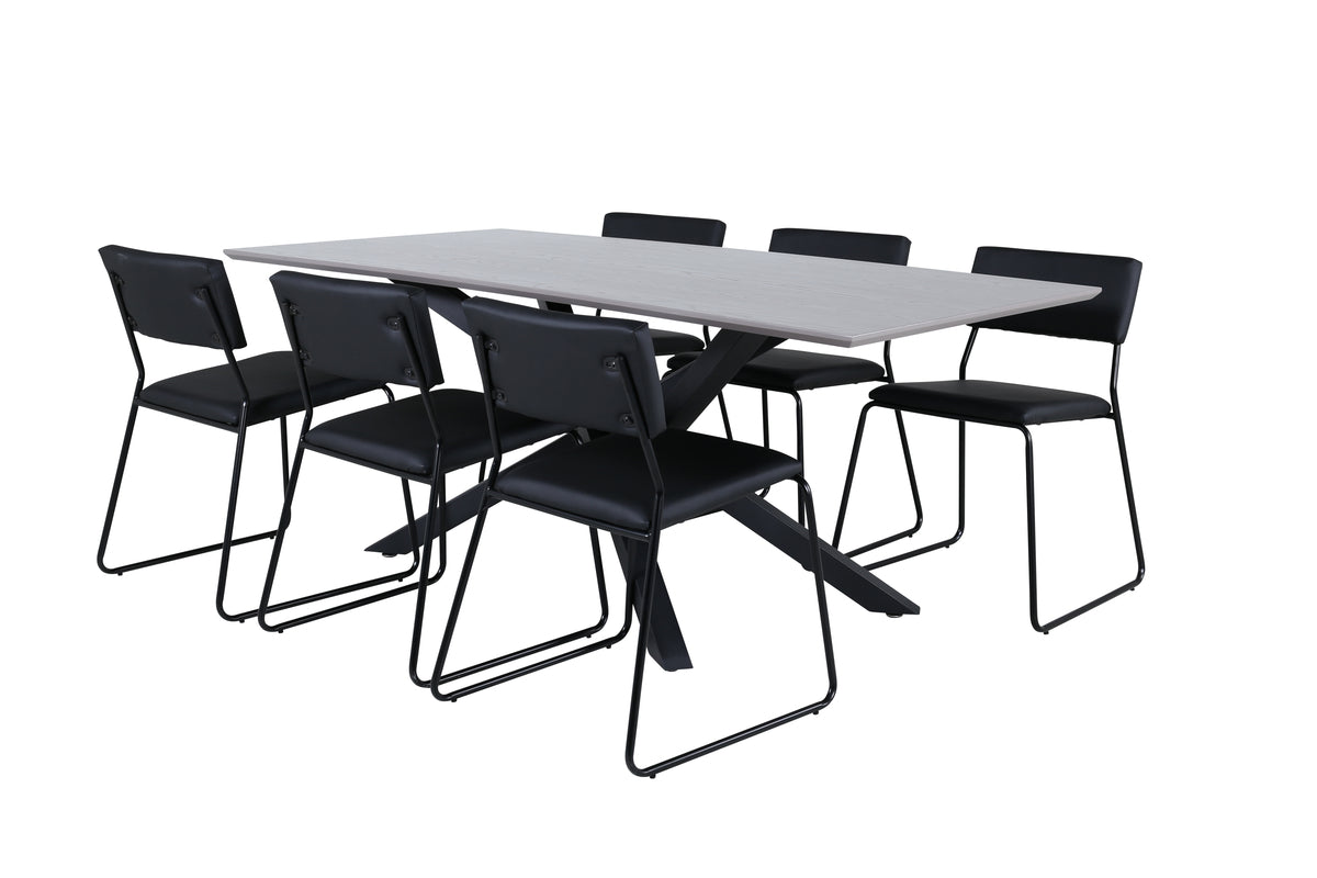 Venture Design Kenth & Piazza Matstolar Svart + Matbord 90x180