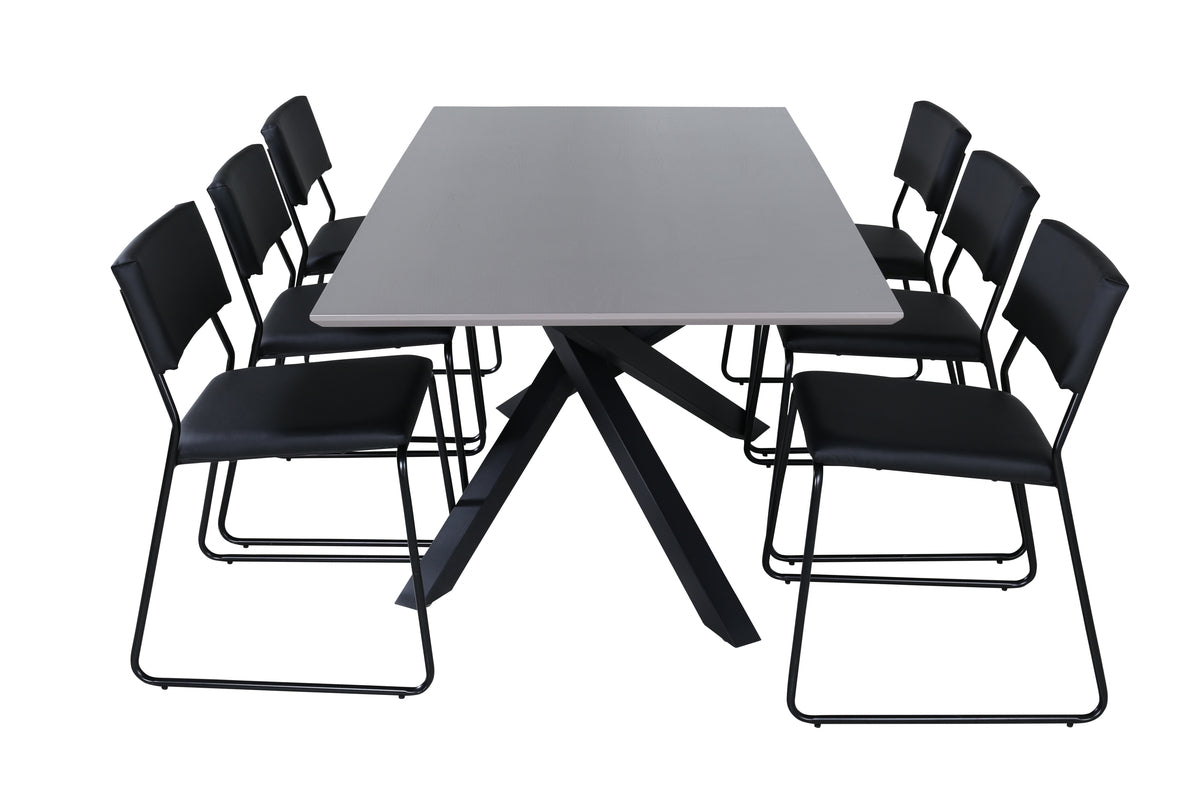 Venture Design Kenth & Piazza Matstolar Svart + Matbord 90x180