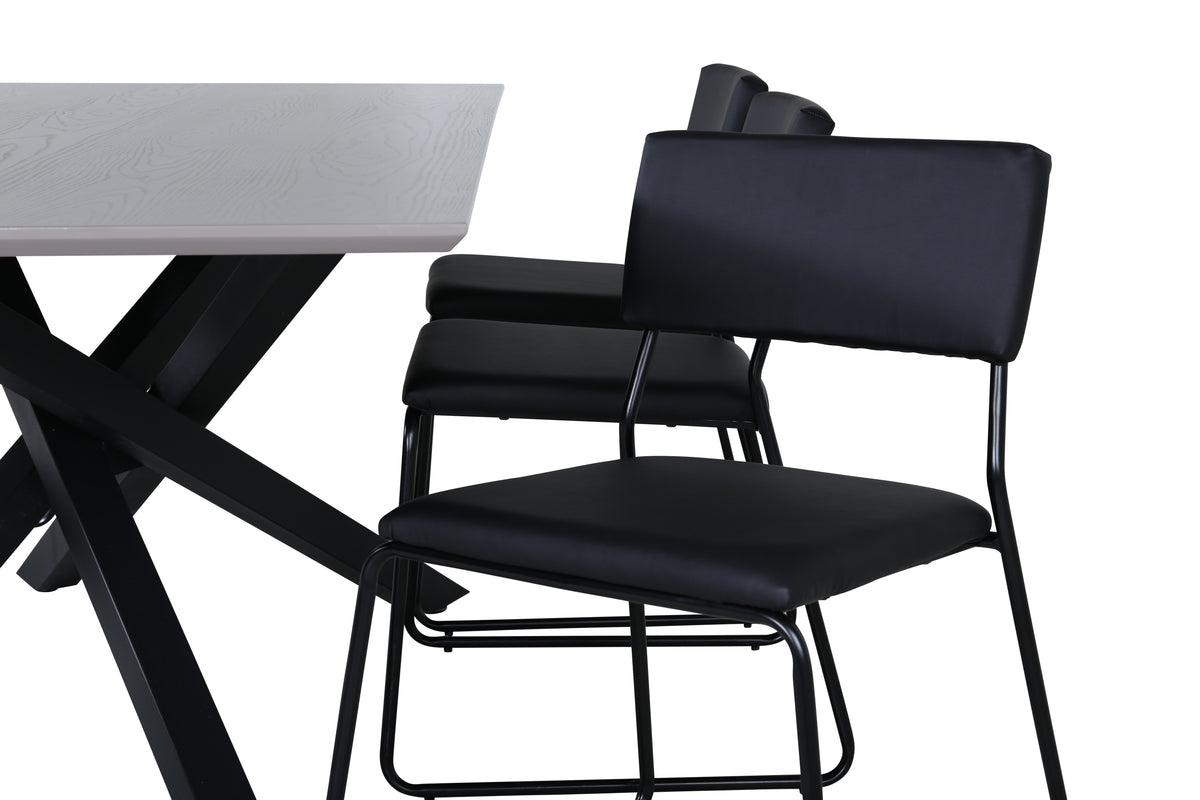 Venture Design Kenth & Piazza Matstolar Svart + Matbord 90x180