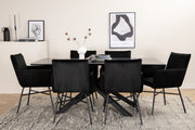 Venture Design Petra & Piazza Matstolar Svart + Rektangulära Matbord 180 x 90 Svart